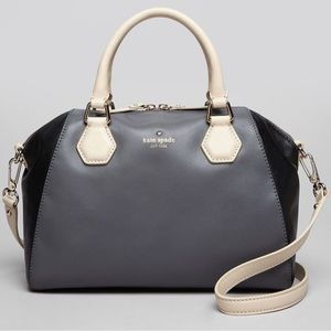Kate Spade Pippa Leather Satchel tote handbag crossbody black grey brown
